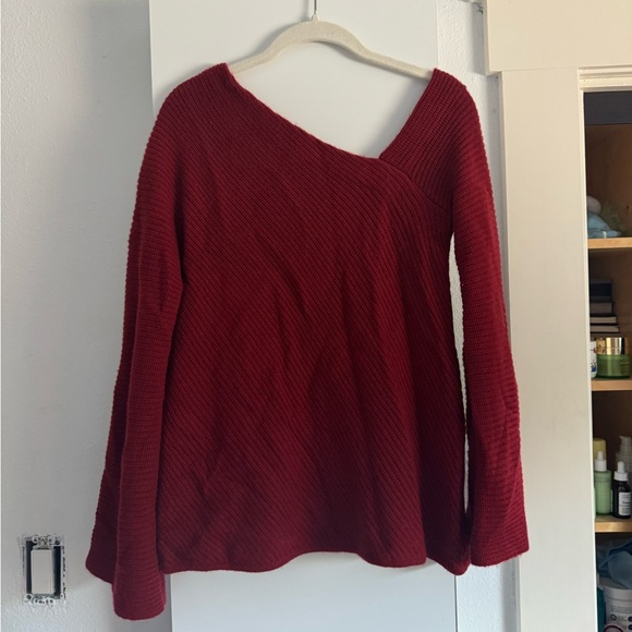 ALC Wool Cashmere Blend Bell Sleeve Sweater in Cherry Red sz xs - Picture 5 of 5